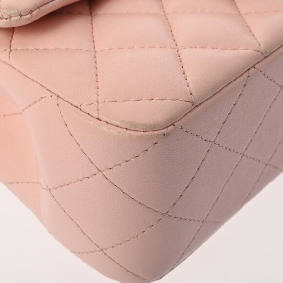 CHANEL Lambskin Quilted Mini Top Handle Rectangular Flap Bag Pink - Picture 10 of 11